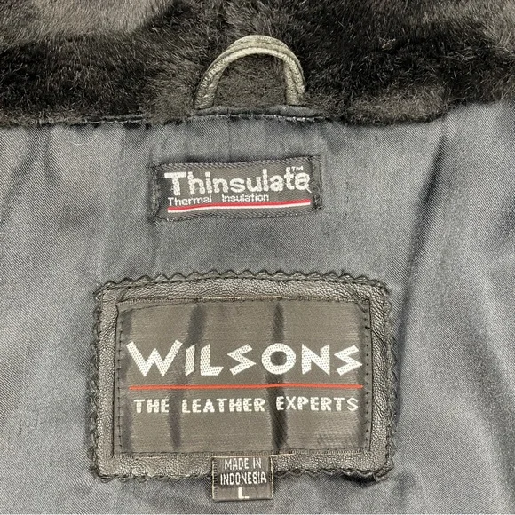 Wilsons Leather Hooded Belted Biker Jacket with Thinsulate Thermal Insulation - Picture 5 of 16